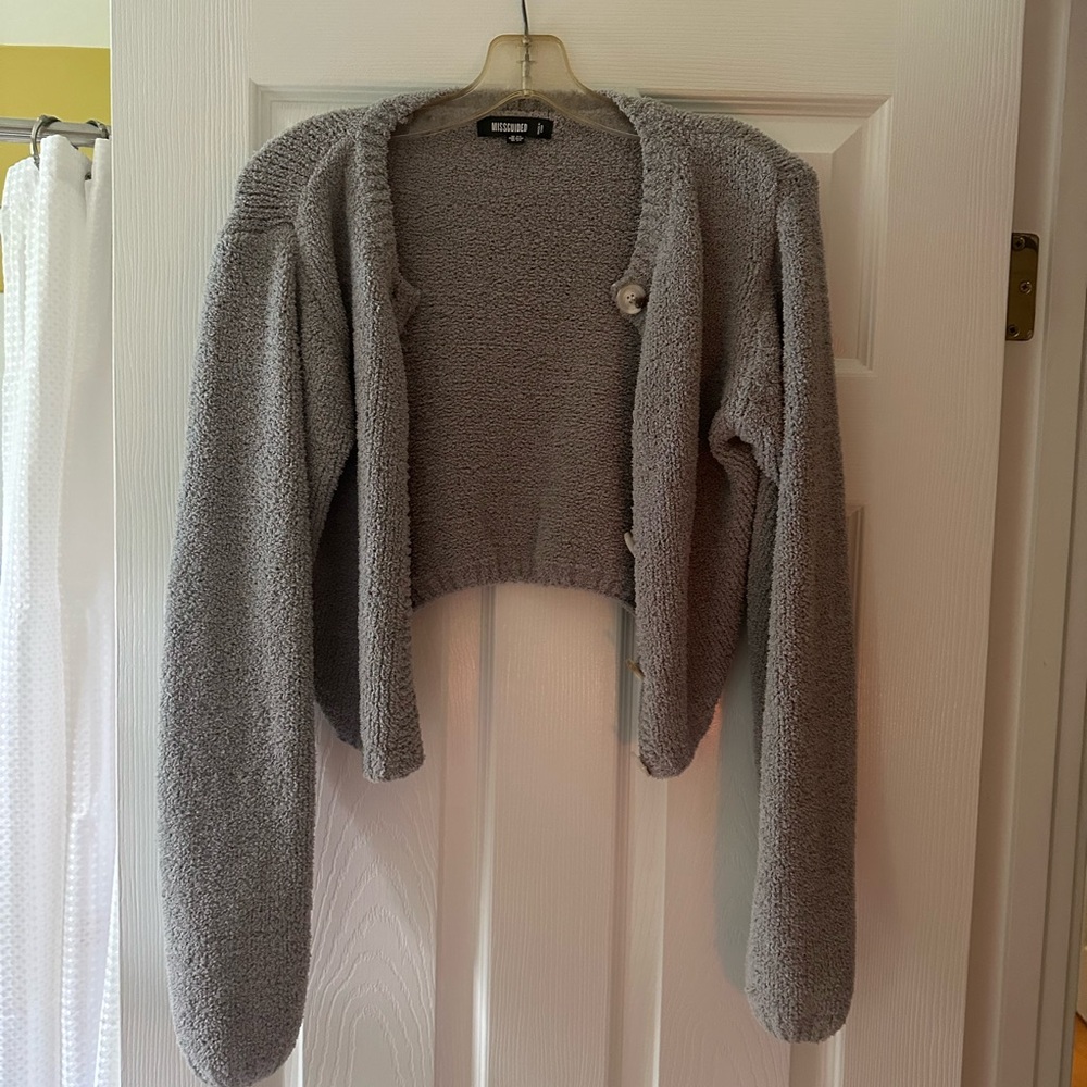 Grey cropped Cardigan size 2/4